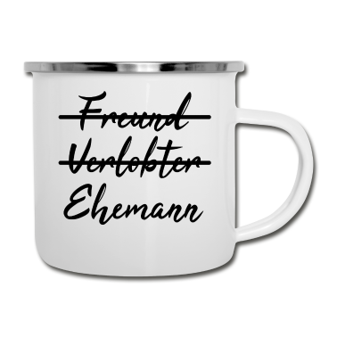 Geschenk für Ehemann Emaille Tasse - Nicht Freund, sondern Ehemann - Geschenkidee