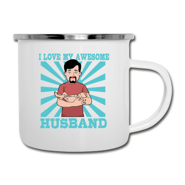 Geschenk für Ehemann Emaille Tasse - Ich Liebe meinen Ehemann