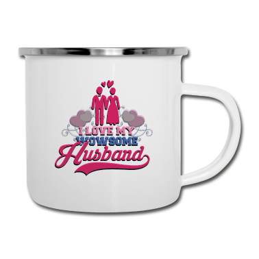 Geschenk für Ehemann Emaille Tasse - Ich liebe meinen Ehemann sehr
