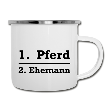 Geschenk für Ehemann Emaille Tasse - Pferd vor Ehemann