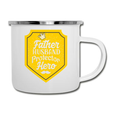 Geschenk für Ehemann Emaille Tasse - Vater, Ehemann, Beschützer, Held