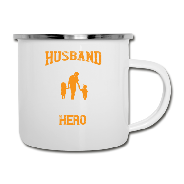 Geschenk für Ehemann Emaille Tasse - Ehemann Papa Beschützer Held
