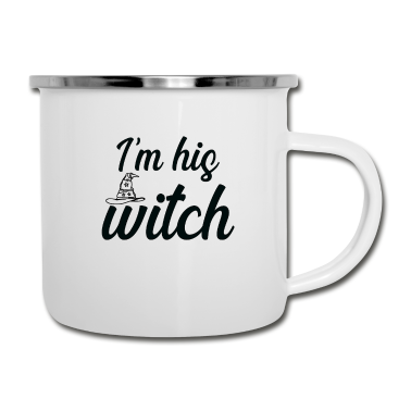 Geschenk für Ehemann Emaille Tasse - Ich bin seine Hexe, Frau Ehemann Halloween