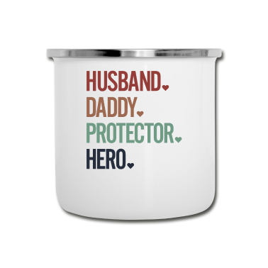 Geschenk für Ehemann Emaille Tasse - Ehemann Papa Beschützer Held
