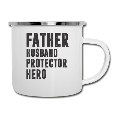Geschenk für Ehemann Emaille Tasse - Vater Ehemann Beschützer Held