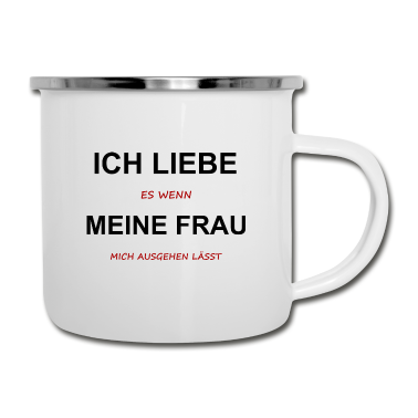 Geschenk für Ehemann Emaille Tasse - Ich Liebe Meine Frau Ausgehen Weib Ehemann T-Shirt