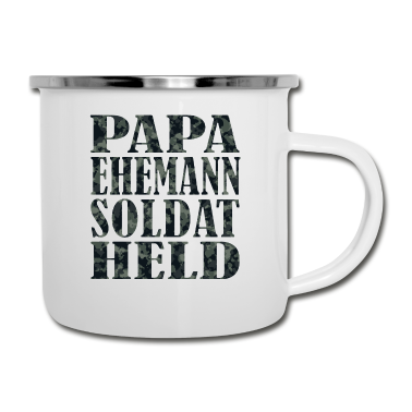 Geschenk für Ehemann Emaille Tasse - PAPA EHEMANN SOLDAT HELD