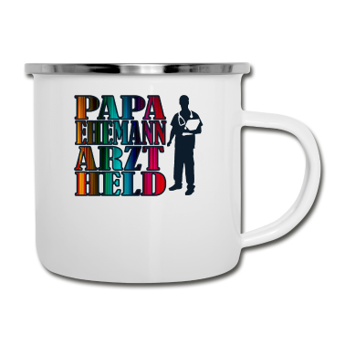 Geschenk für Ehemann Emaille Tasse - PAPA EHEMANN ARZT HELD