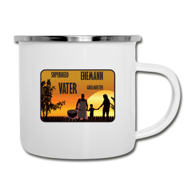 Geschenk für Ehemann Emaille Tasse - Superheld Ehemann Vater Grillmester