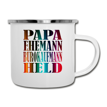Geschenk für Ehemann Emaille Tasse - PAPA EHEMANN Bürokaufmann HELD