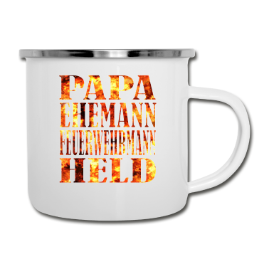 Geschenk für Ehemann Emaille Tasse - PAPA EHEMANN FEUERWEHRMANN HELD