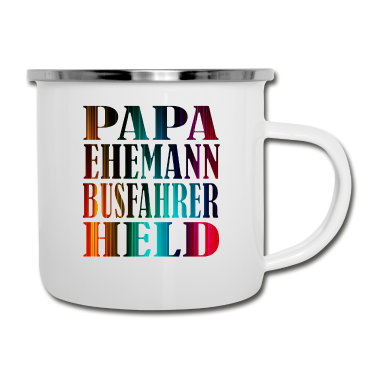 Geschenk für Ehemann Emaille Tasse - PAPA EHEMANN BUSAHRER HELD