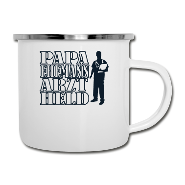 Geschenk für Ehemann Emaille Tasse - PAPA EHEMANN ARZT HELD