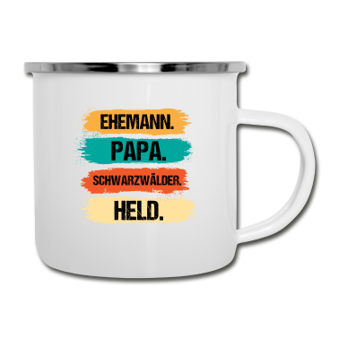 Geschenk für Ehemann Emaille Tasse - Ehemann Papa Schwarzwälder Held
