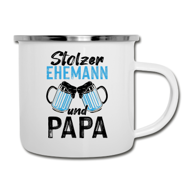 Geschenk für Ehemann Emaille Tasse - Stolzer Ehemann und Papa Hochzeitstag Jahrestag