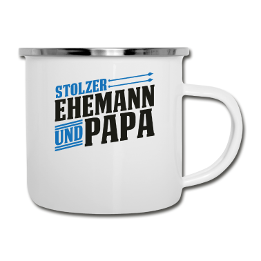 Geschenk für Ehemann Emaille Tasse - Stolzer Ehemann und Papa Hochzeitstag Jahrestag