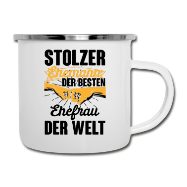 Geschenk für Ehemann Emaille Tasse - Stolzer Ehemann Ehefrau Hochzeitstag Jahrestag