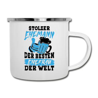Geschenk für Ehemann Emaille Tasse - Stolzer Ehemann Ehefrau Hochzeitstag Jahrestag