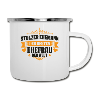 Geschenk für Ehemann Emaille Tasse - Stolzer Ehemann Ehefrau Hochzeitstag Jahrestag