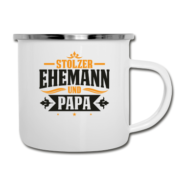 Geschenk für Ehemann Emaille Tasse - Stolzer Ehemann und Papa Hochzeitstag Jahrestag