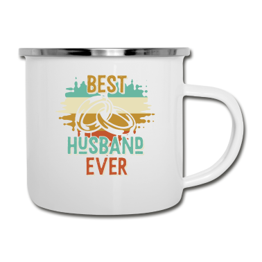 Geschenk für Ehemann Emaille Tasse - Bester Ehemann Verheiratet Eheringe