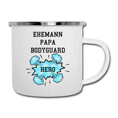 Geschenk für Ehemann Emaille Tasse - Ehemann Papa Bodyguard Hero