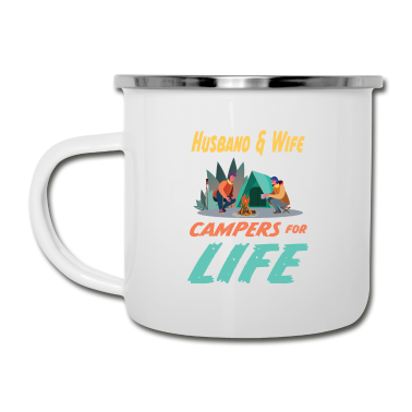 Geschenk für Ehemann Emaille Tasse - Camping Ehemann und Ehefrau Camper für das Leben Design