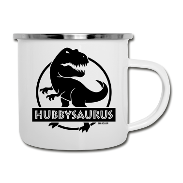 Geschenk für Ehemann Emaille Tasse - Hubbysaurus (Bester Ehemann / POS)