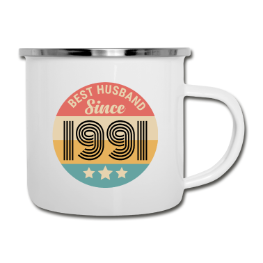 Geschenk für Ehemann Emaille Tasse - bester Ehemann seit 1991. 30. Hochzeitstag