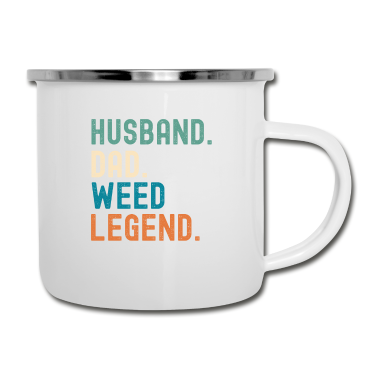 Geschenk für Ehemann Emaille Tasse - Ehemann Vater Unkraut Legende Vatertag
