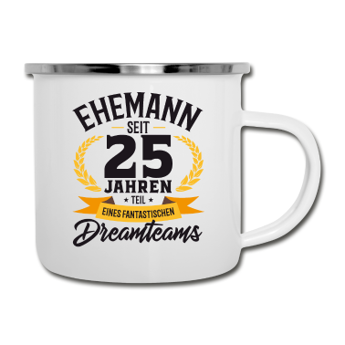 Geschenk für Ehemann Emaille Tasse - Silberhochzeit, silberne Hochzeit