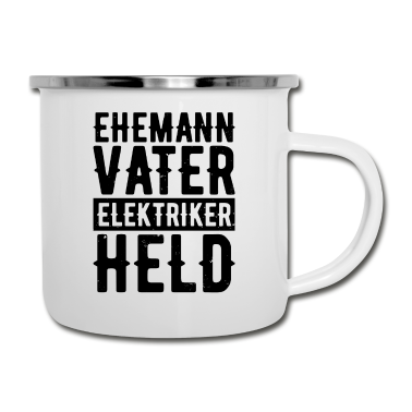 Geschenk für Ehemann Emaille Tasse - Ehemann Vater Elektriker Held Geschenk