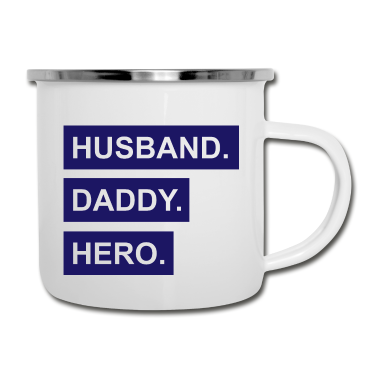 Geschenk für Ehemann Emaille Tasse - Ehemann, Vater, Held