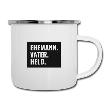 Geschenk für Ehemann Emaille Tasse - Ehemann Vater Held Papa Motiv