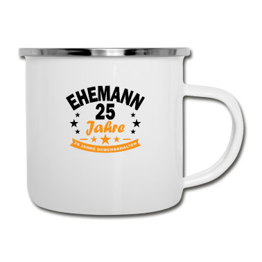 Geschenk für Ehemann Emaille Tasse - Ehemann 25 Jahre Hochzeit Jubiläum