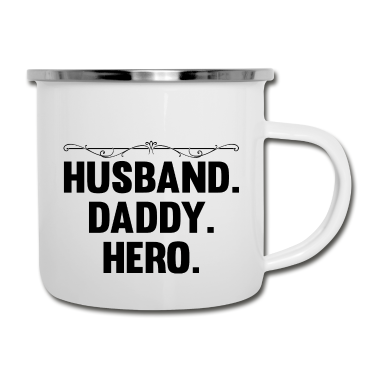Geschenk für Ehemann Emaille Tasse - Ehemann Papa Held