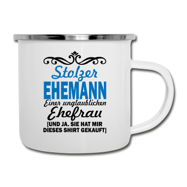 Geschenk für Ehemann Emaille Tasse - Stolzer Ehemann Hochzeit Spruch Geschenk