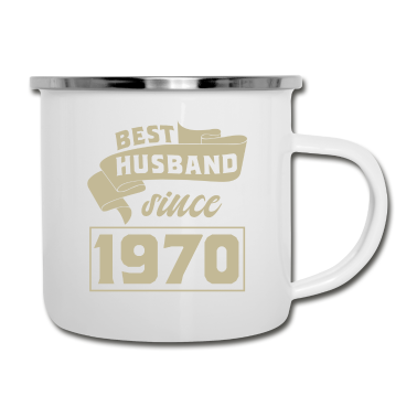 Geschenk für Ehemann Emaille Tasse - Bester Ehemann seit 1970