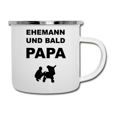 Geschenk für Ehemann Emaille Tasse - Ehemann und bald Papa