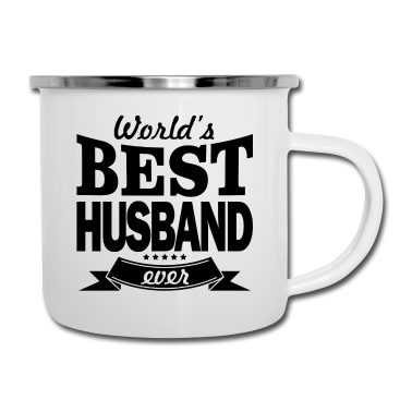 Geschenk für Ehemann Emaille Tasse - Bester Ehemann Spruch Jubiläum Paar