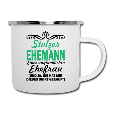 Geschenk für Ehemann Emaille Tasse - Stolzer Ehemann Hochzeit Spruch Geschenk