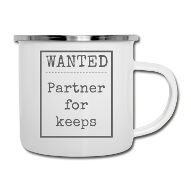 Geschenk für Ehemann Emaille Tasse - Wanted Ehefrau Ehemann Partnerschaft Geschenk