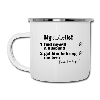 Geschenk für Ehemann Emaille Tasse - Meine Eimerliste, lassen Sie sich von einem Ehemann Bier bringen
