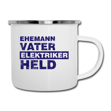 Geschenk für Ehemann Emaille Tasse - Ehemann Vater Elektriker Held Geschenk