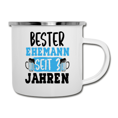 Geschenk für Ehemann Emaille Tasse - Bester Ehemann seit 3 Jahren Hochzeitstag