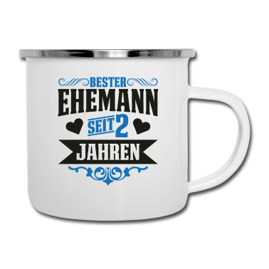 Geschenk für Ehemann Emaille Tasse - Bester Ehemann seit 2 Jahren Hochzeitstag