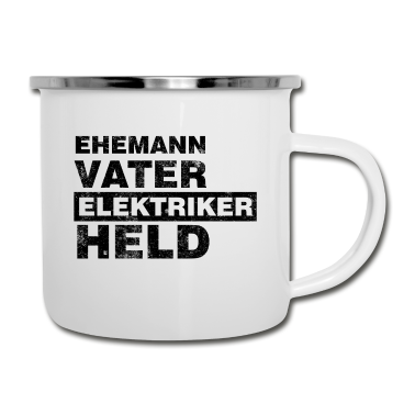 Geschenk für Ehemann Emaille Tasse - Ehemann Vater Elektriker Held Geschenk
