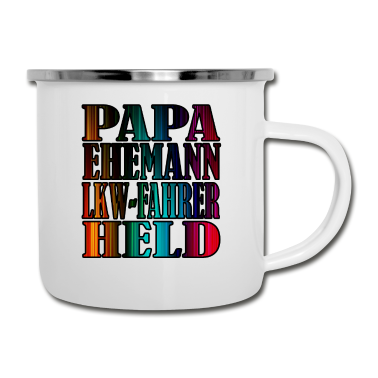 Geschenk für Ehemann Emaille Tasse - PAPA EHEMANN LKW-FAHRER HELD