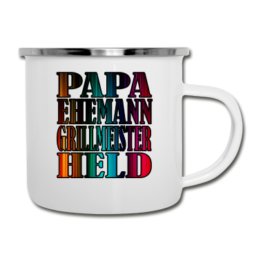 Geschenk für Ehemann Emaille Tasse - PAPA EHEMANN GRILLMEISTER HELD Spectrum