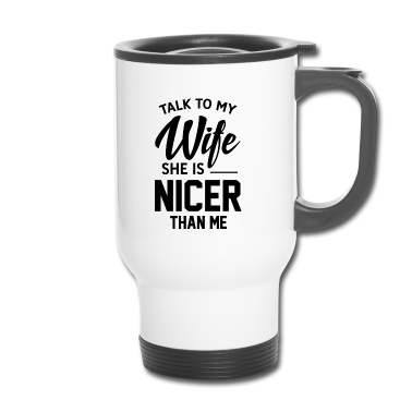 Geschenk für Ehemann Thermobecher - Sprich mit meiner Frau Lustiger Ehemann Spruch